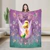 Tinker Bell Cartoon Knitted Blankets Velvet Animated Fantasy Film Super Soft Throw Blankets for Bedroom Sofa Bedspread
