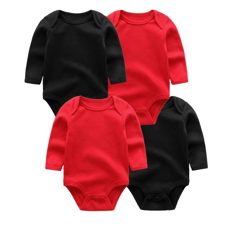 

4 шт., хлопковый боди с длинными рукавами для новорожденных девочек, зима-осень, однотонный комбинезон для мальчиков, одежда 12Months