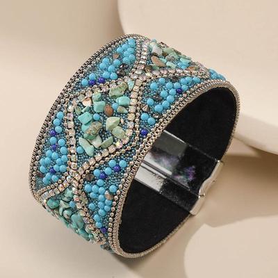 Bracciale Etnico Bohemien Fatto a Mano con Perline e Chiusura Magnetica - Regalo Gioiello di Natale