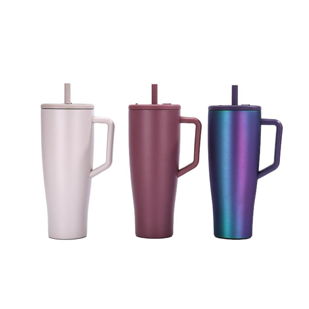 40oz Insulated Stainless Steel Car Cup with Straw & Handle
