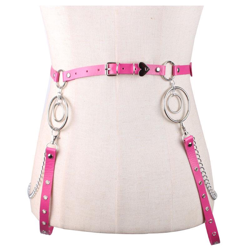 New Personalized Double Shoulder Faux Leather Waist Chain Strap