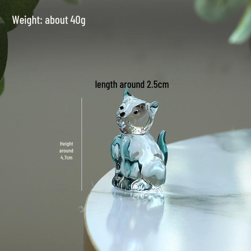 Creative Liuli Zibo Animal Crystal Ornaments: Healing Cat & Dog Glass Handicrafts for Desktop