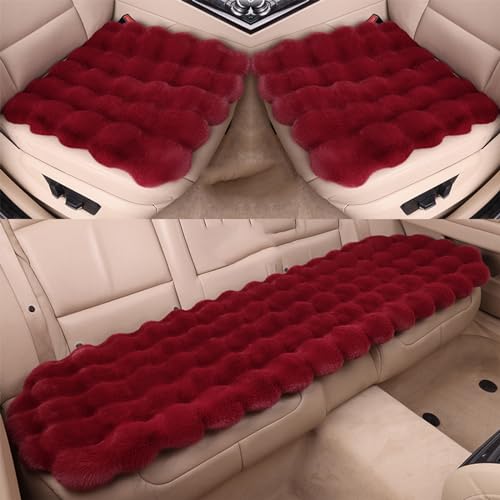Luxury Thickened Plush Car Seat Cushion Set,Soft Protector Warm Faux Non-Slip Front And Back Seat Covers (3pcs)