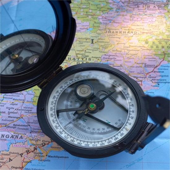 Aluminium Navigational Brunton Pocket Transit Compass With Leather Case