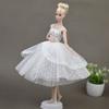 Pure White Doll Dresses Clothes Elegant Lady Evening Dress for Barbie Doll For 1/6 BJD Doll House Gift Doll Accessories