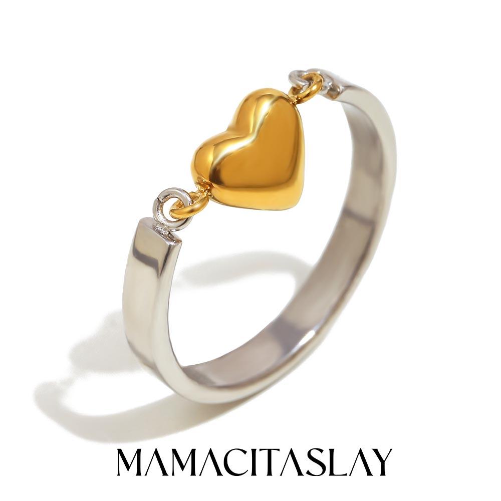 

MamacitaSlay 316L Stainless Steel Two Tone Heart Ring Party Waterproof Jewelry Women s Unique Cool Charm Ring 2026 Trend Gift 6