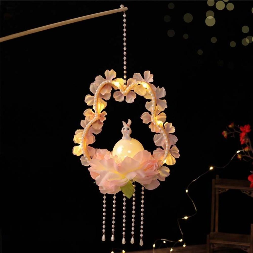 Chinese Lantern Handmade Bunny Lantern Luminous Glowing Flower Lamp Ancient Style Easy-to-Make Handheld Light Cosplay Props