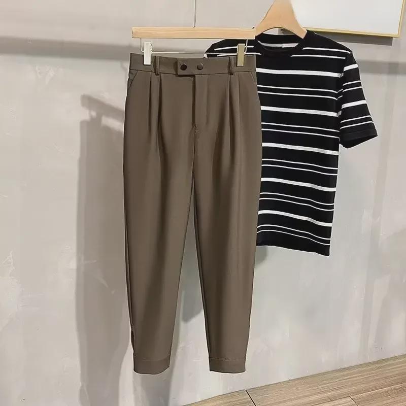 Trendige, kurze Haremshose im koreanischen Stil für Herren – vielseitiger, drapierter Anzug für Frühling und Sommer