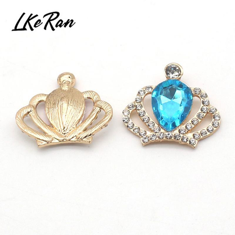 NEW 10Pcs 28*31mm Acrylic Rhinestone Crown Diy Buttons Bowknot Flower Embellishment Accessories Craft Supplies Decorative Button