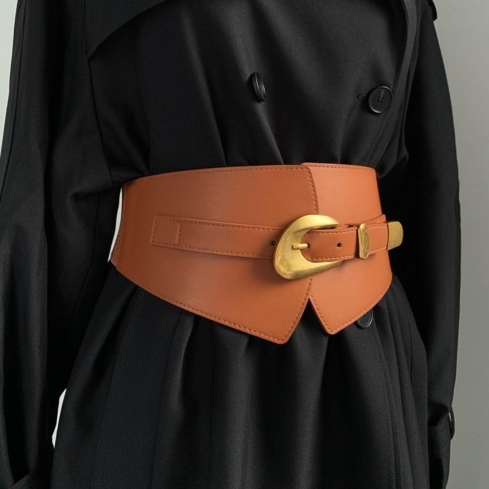 Elastic Wide Cummerbunds Spicy Girl Wide Belt Gothic PU Leather Corset  Girl
