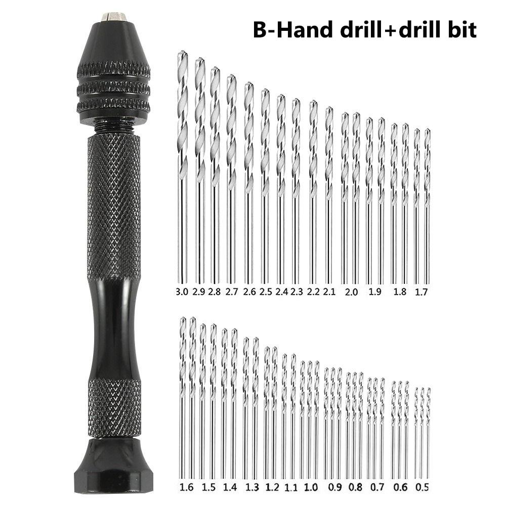 Adjustable Manual Hand Drill With Keyless Chuck Mini Micro Aluminum Hand Drill HSS Steel Twist Drill Bit Resin Mold Tools