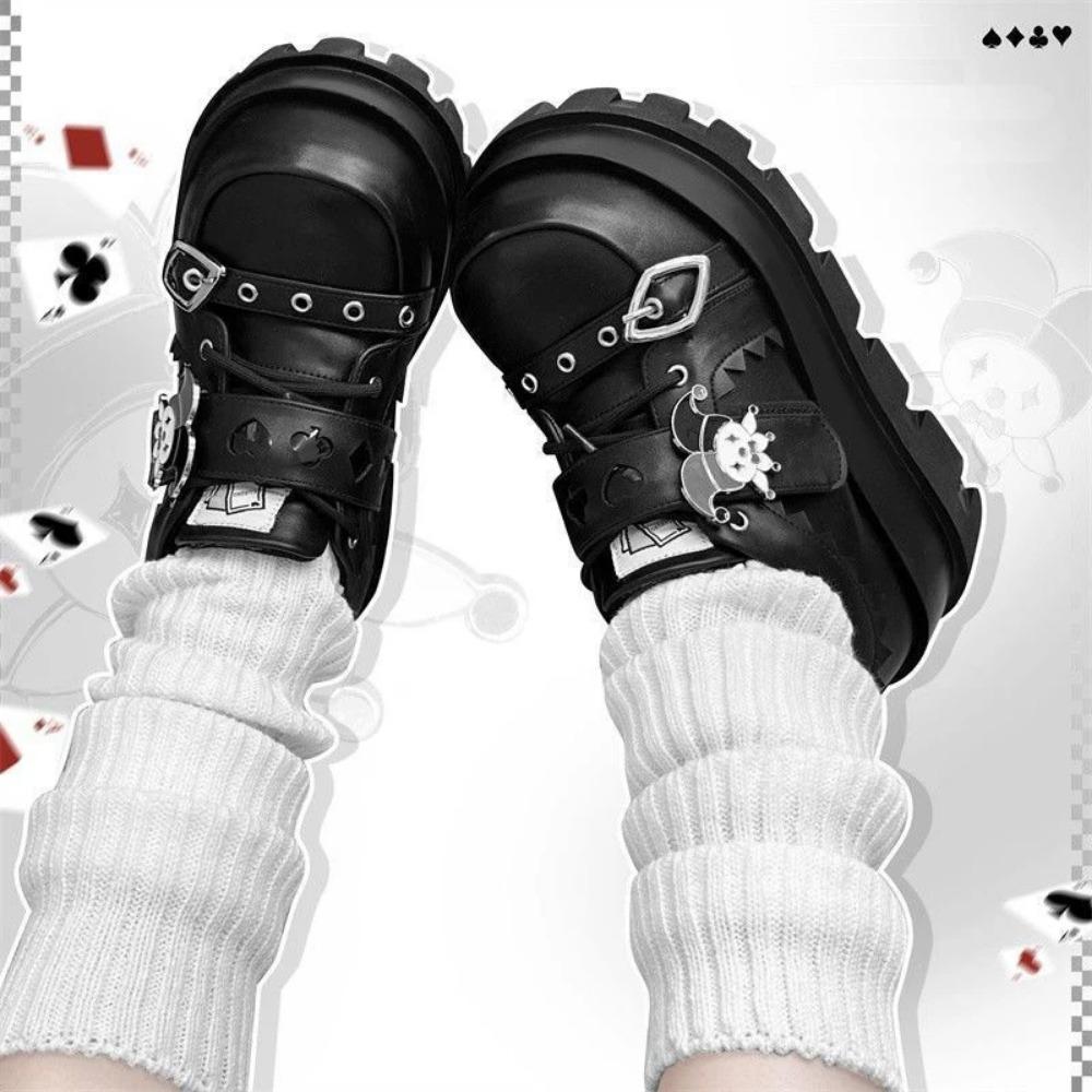 Street Style Dívky Lolita Gothic Platformové Boty, Dámské Poker Joker Klaun Dekorace Boty na Platformě Halloweenský Dárek