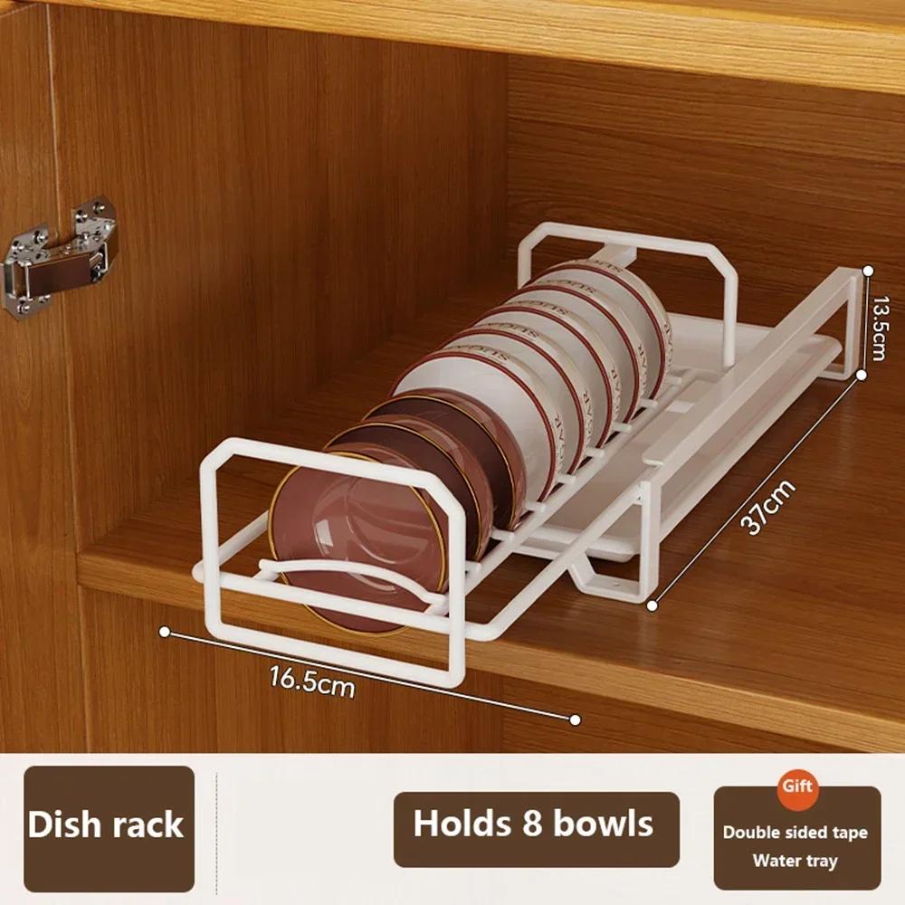 Push-Pull-Schüssel- und Telleraufbewahrung, Geschirrständer, Schrank mit eingebauter Schublade, Abtropffläche für moderne Küchen-Organizer-Vorräte