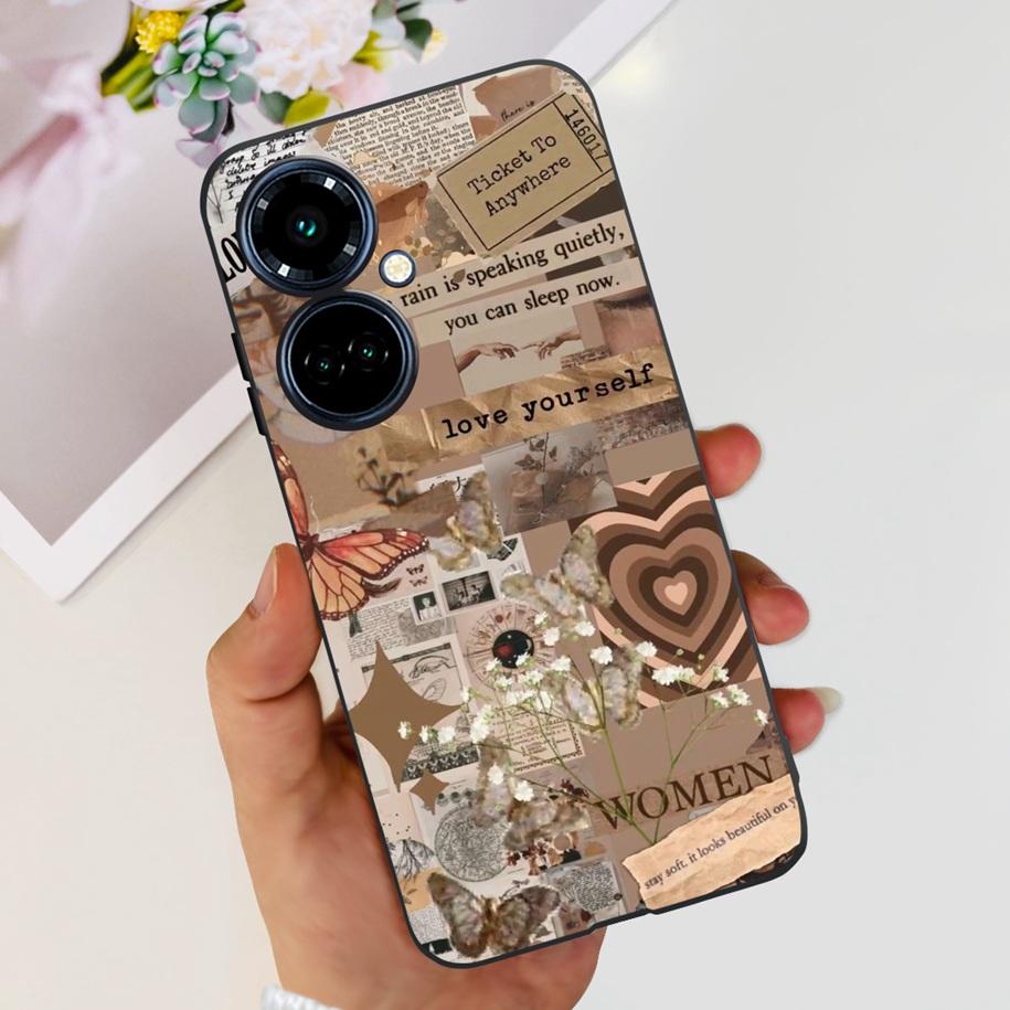 For Tecno Camon 19 Case Camon 19 Pro 5G CI7n Astronaut Silicone Cover For Tecno Camon19 Neo Phone Case Soft Cute Black TPU Cover