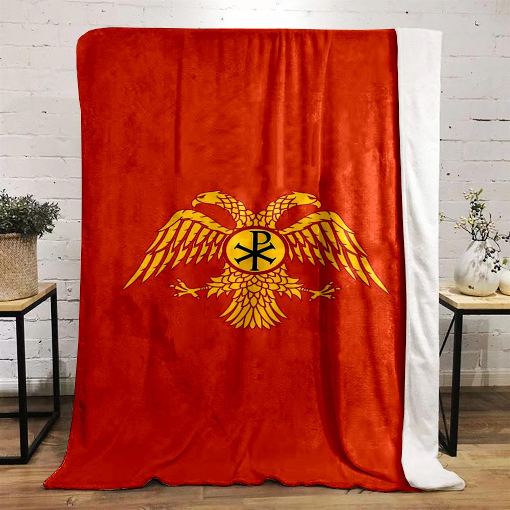 Byzantine Double-Headed Eagle Design Flannel blanket for bedroom, living room, sofa, and nap