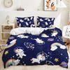 Bedding Sets for Girls,Stars,Moons,Unicorns,Fantasy Cartoon Duvet Cover Set,Twin Size Quilt Cover with Pillowcases,Bed Clothes