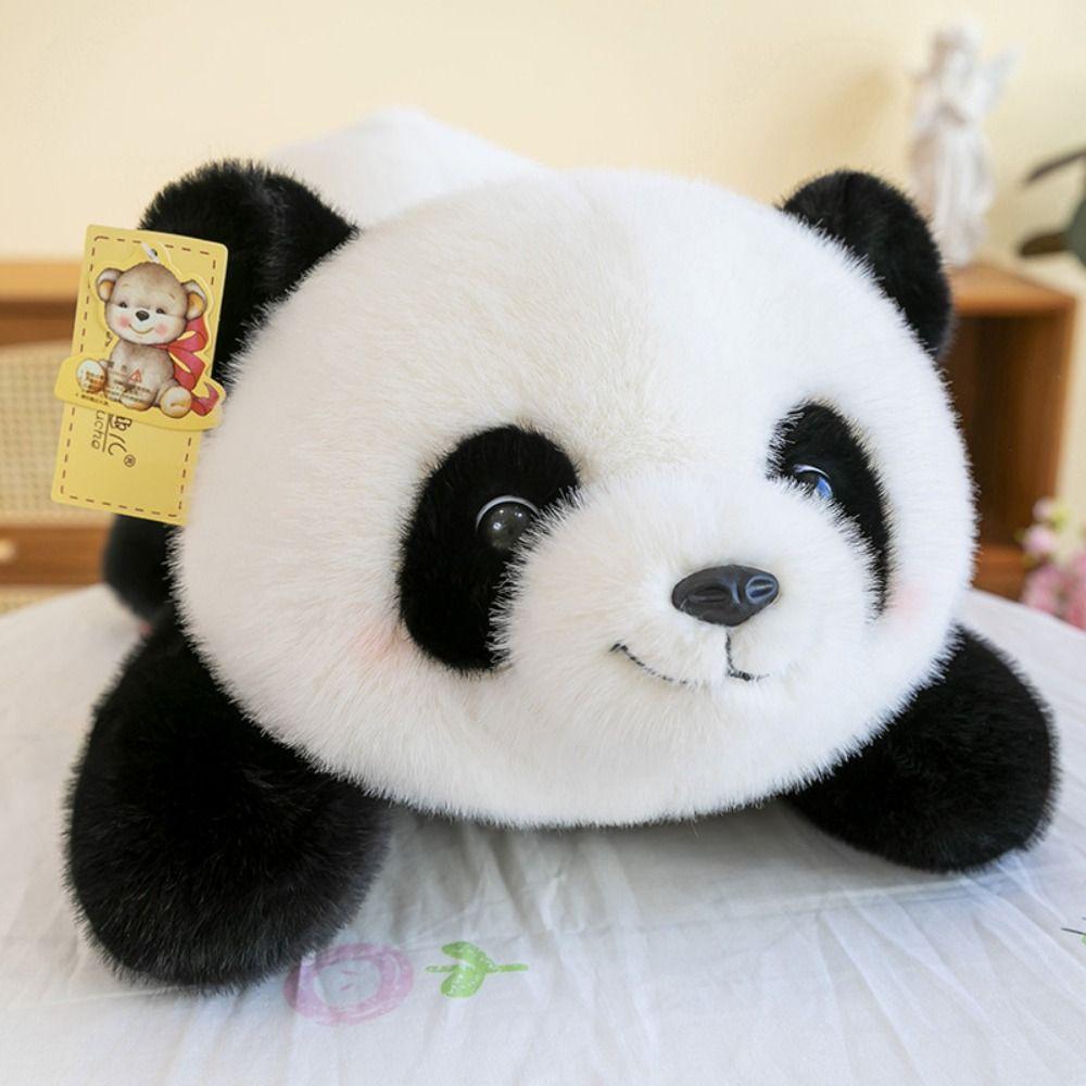 Crouching Posture Panda Stuffed Doll Fluffy Soft Panda Plush Doll Panda Plush Toys Kids Gift