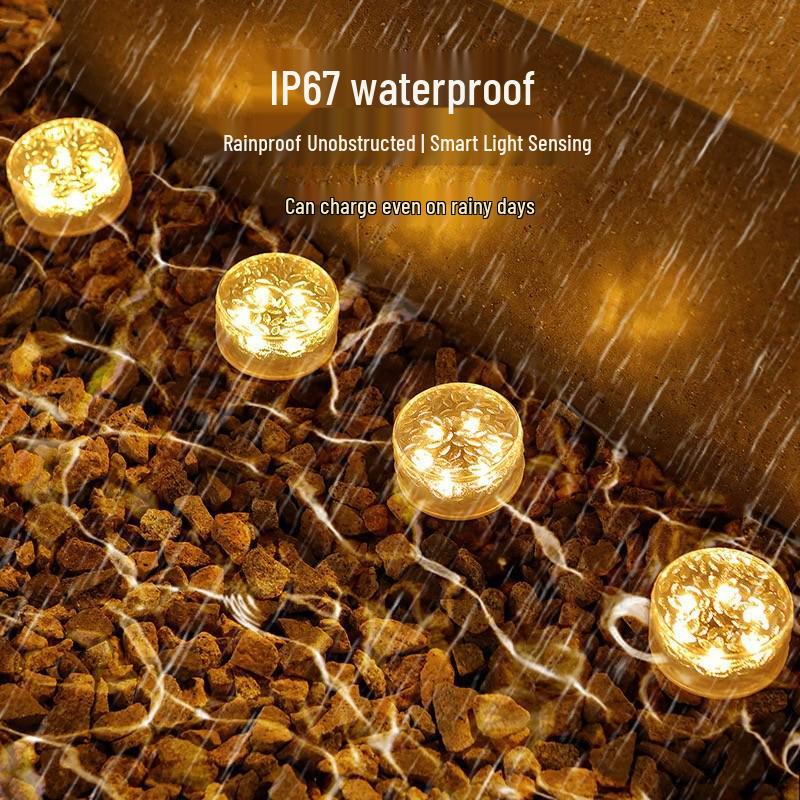 Waterproof Solar Outdoor Villa Courtyard Lamp: Ice Brick Design for Gardens and Balconies