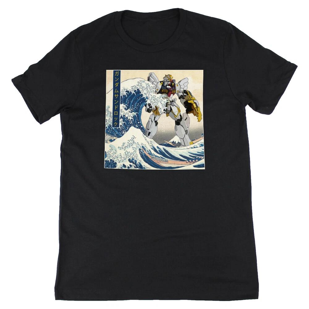 

Gundam Sandrock in the Great Wave off Kanagawa Anime Graphic Art Novelty Tee L