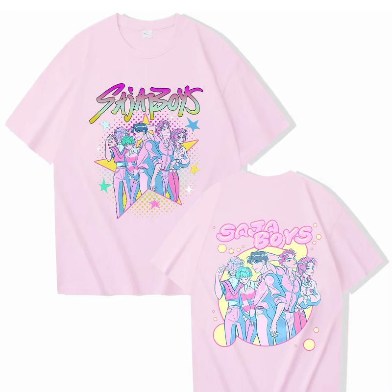 KPop Demon Hunters Printed T-shirt Casual Round Neck Top Short Sleeved Shirt 5989