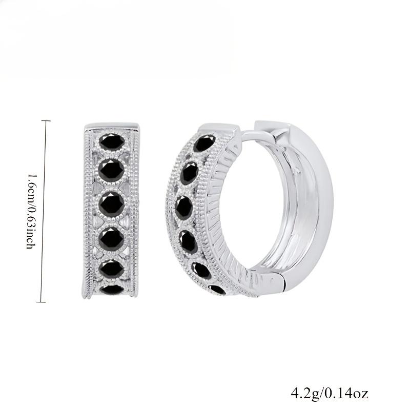 BLACK AWN Exquisite Small Round Hoop Earrings Black Stone Earrings for Women Hoop Earring Jewelry