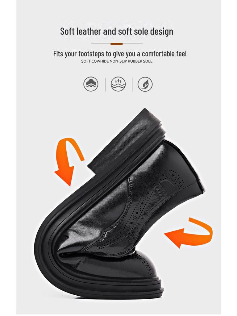 2024 Men's British Style Carved Brogue Slip-On Leather Shoes - Business Casual & Formal