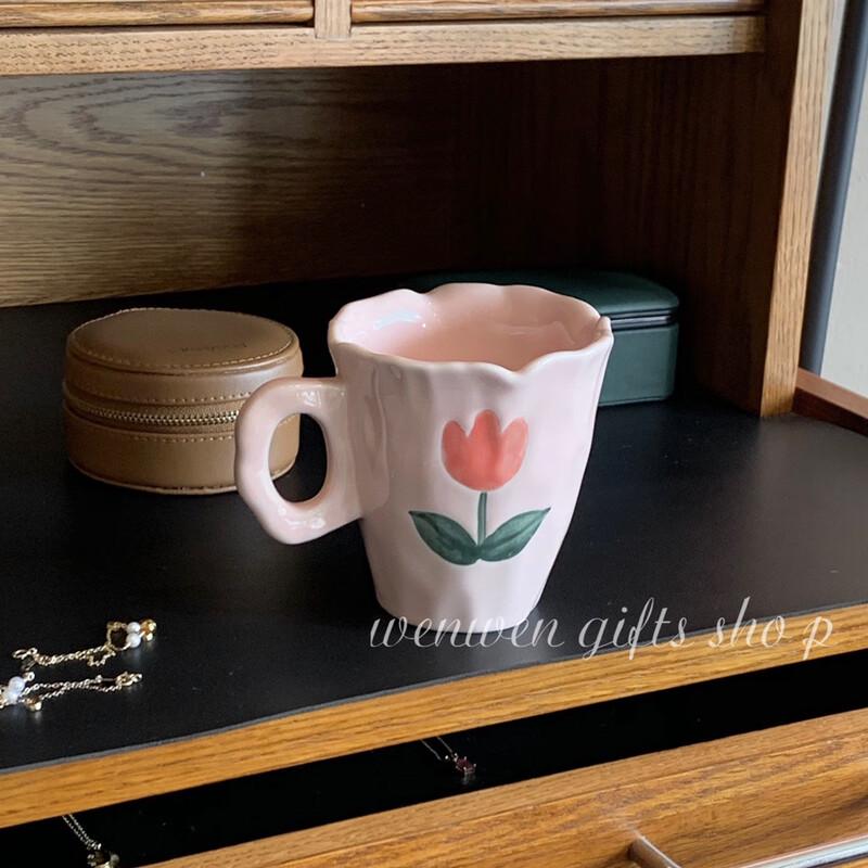 Cute Hand-pinched Ceramic Tulip Mug