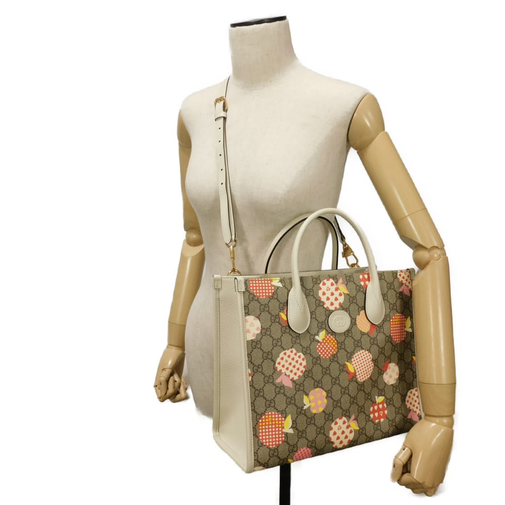 Used 9539 Les Pommes Small Tote 659983 7924 Interlocking G Ringo 2-Way Shoulder Bag, Excellent Condition GG Supreme