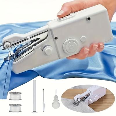 Mini macchine da cucire portatili da 1pc, strumento di cucitura portatile rapido per macchine da cucire portatili per tessuti, tessuti, abbigliamento