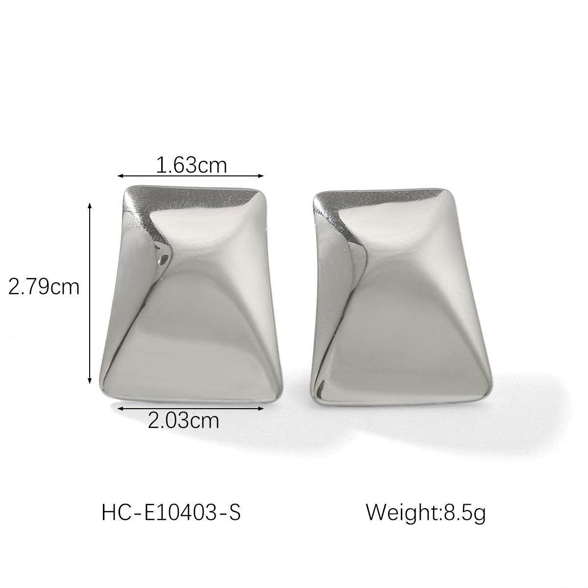 

18K Gold Stud Earrings, Polished Rectangular Concave-Convex Earrings, Fashionable Versatile Titanium Steel Ear Jewelry серебряный