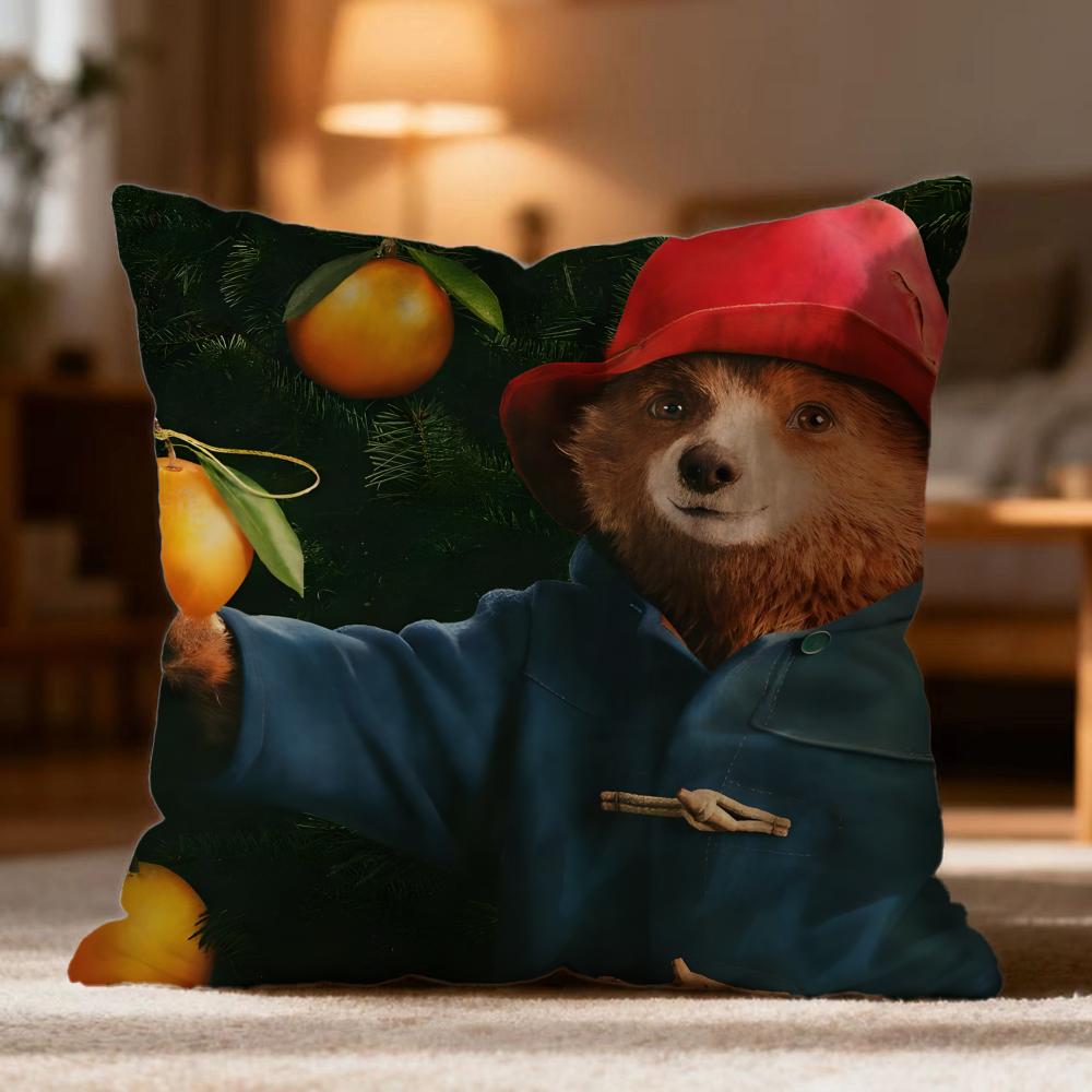 Fashion P-PPaddington Bear Cushion Cover Soft Washable Pillow Case Multi-Scene for Couch Bed Travel Office Use