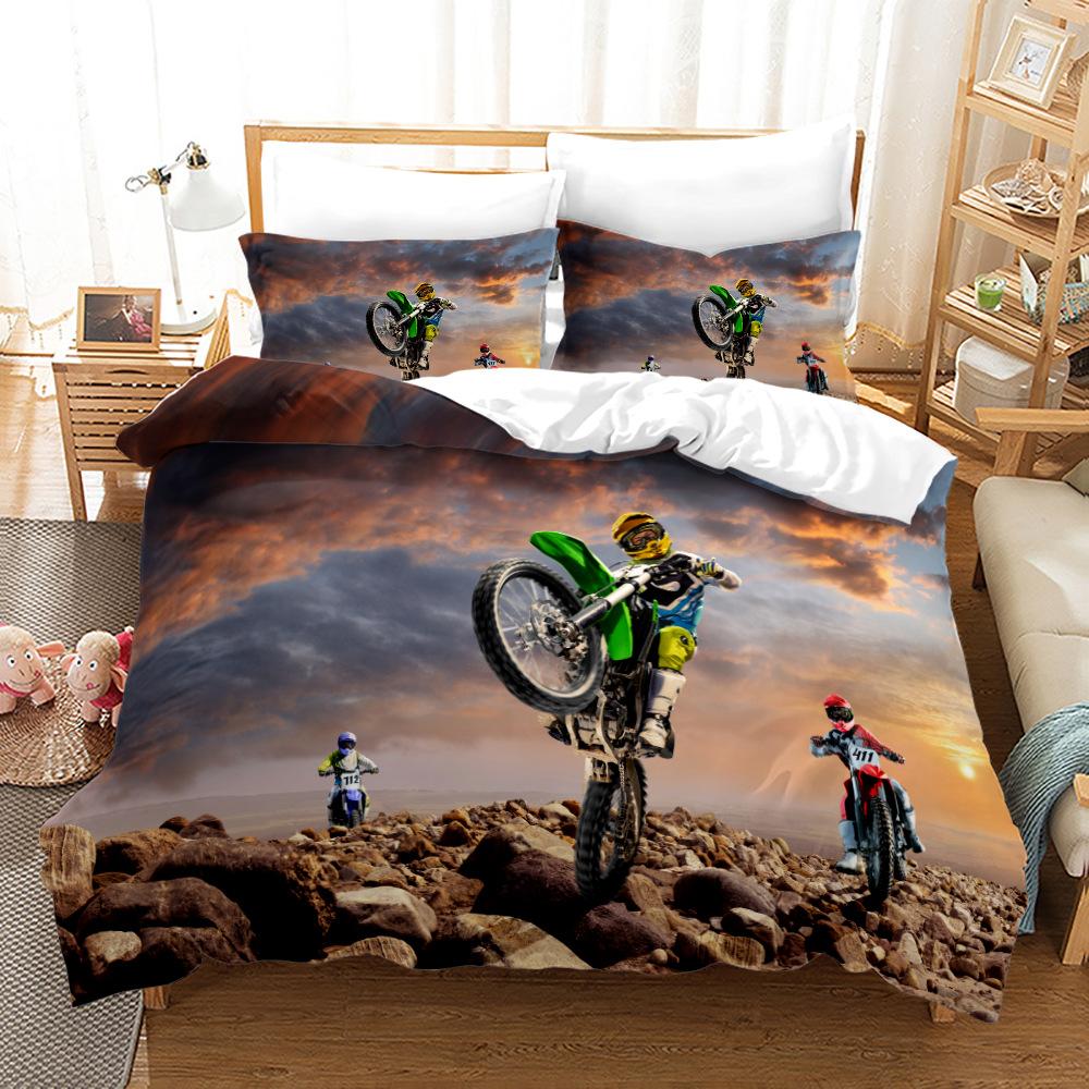 3D Racing Bedding Set King Queen Down Duvet Cover Pillowcase 2/3pcs Motocross Bed Cover Boys Men Home Textile Gift
