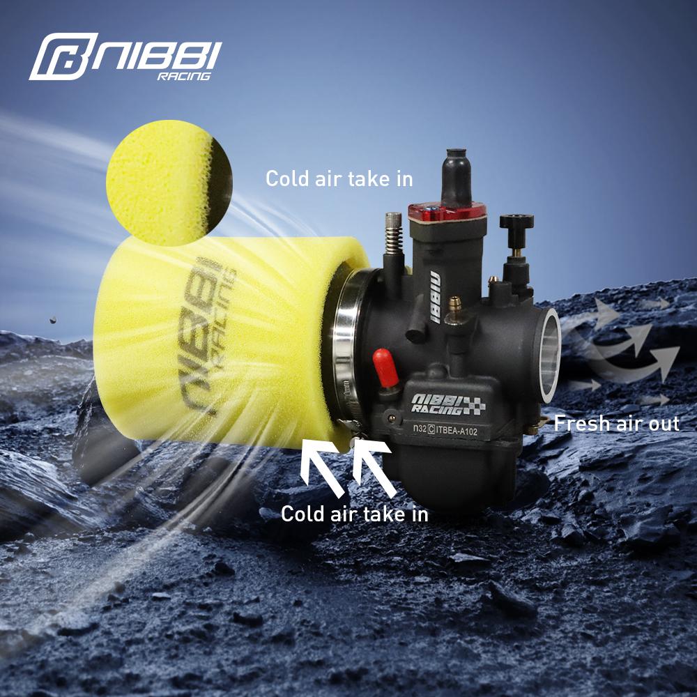 NIBBI New Removable Spring 45mm 49mm 55mm High Flow Sponge Air Filter Universal Washable Air Filter Cleaner for Honda Scooter