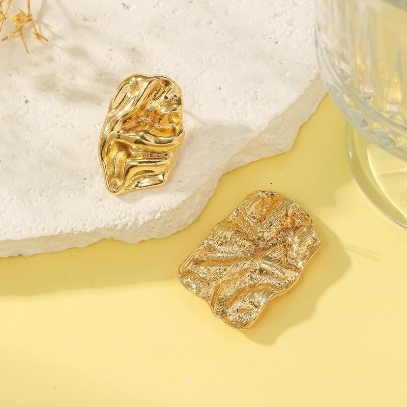 European & American Lava Liquid Dangle Earrings: Irregular Pleated Design, Stylish Jewelry Accessories for Women