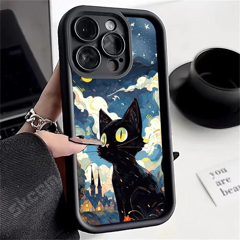 Beautiful Star Black Cat Silicone Case IPhone 15 14 13 12 11 Pro Max 7 8 Plus X XR XS Max Shockproof Soft Cover