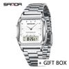 SANDA Men Watch Military Sport Quartz Digital LED Wristwatch Top Brand Luxury Stopwatch Waterproof Male Electronic Clock 747