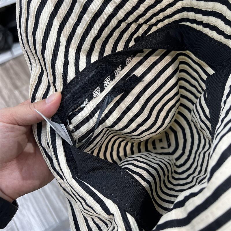 Striped big eaves bucket hat women's new front long rear short sunscreen hat foldable versatile casual show small face