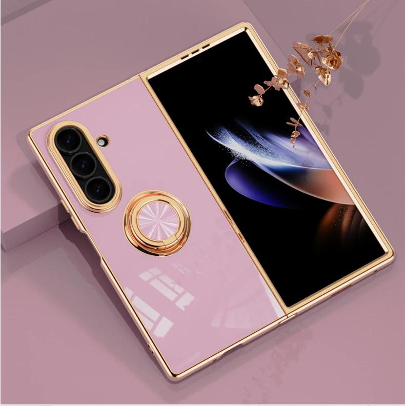 

Чехол-подставка с кольцом 360° для Samsung Galaxy Z Fold7 Fold6 Fold5 Fold4, гальванизированный противоударный чехол для телефона Galaxy Z Fold6