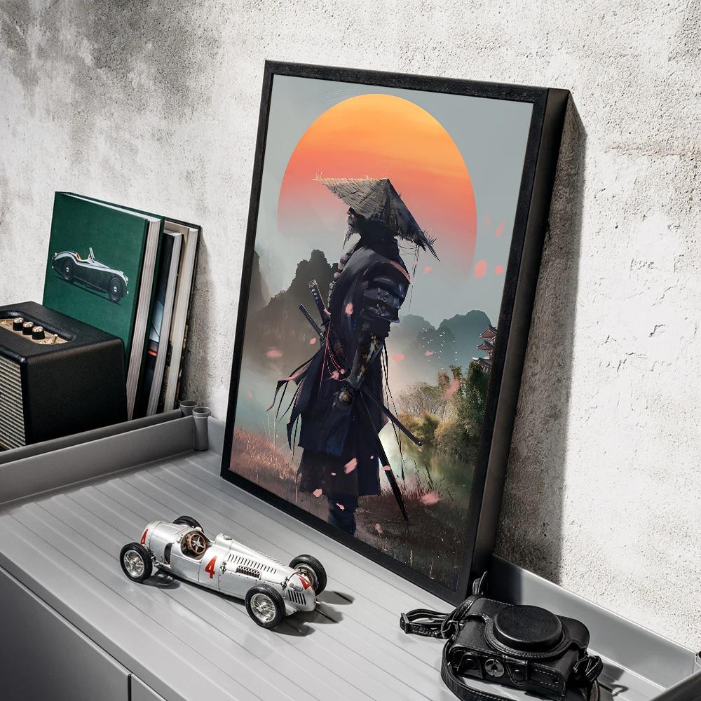 Japanese Warrior Samurai Whitepaper Poster HD Quality Poster Wall Art Painting Study Room Wall Decor