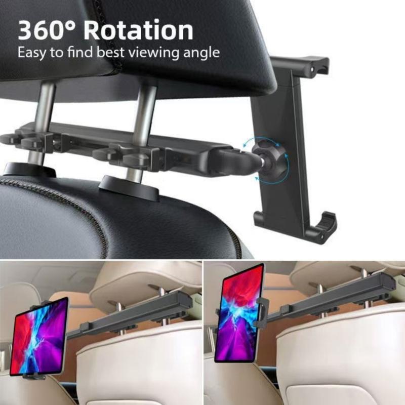 Car Seat Headrest Tablets Holder For 4.7 to 11inch Devices Featuring Adjustable Side Pull and Stable Mounting