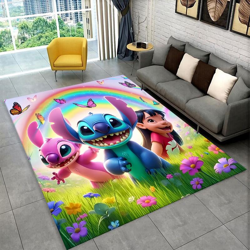 Cute S-Stitch Cartoon Non-Slip Area Rug for Living Room,Bedroom,Playroom,Soft Carpet Floor Mat Home Decor Rug Kids Room Gift