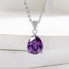 2026 Amethyst Pear-shaped Zircon Earrings 925 Tremella Buckle Ring Necklace Jewelry Set
