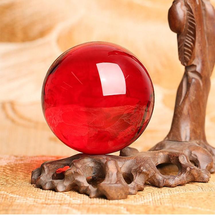 Lucky Bead Transfer Crystal Ball Ornament, Transparent Yellow & White Decorative Handicraft.