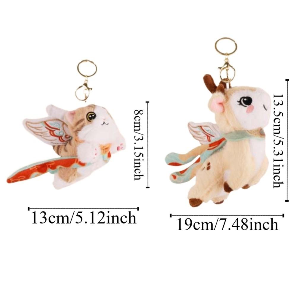 Soft Nine-Colored Deer Keychain Cartoon Plush Doll Key Ring Flying Cat Pendant Festival Gifts