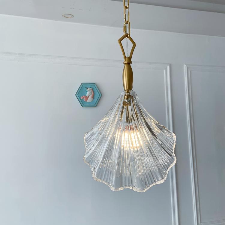 Nordic minimalist shell glass chandelier restaurant bar table lamp Japanese style entrance hallway light luxury romantic