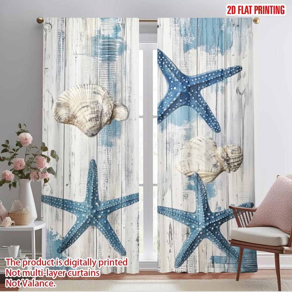

2pcs,2D plane printing Curtain Fabric Marine Harmony Polyester (without rod) Room Decor Perfect for Living Room & Kitchen Decor 52.50×116.00 CM 2pcs