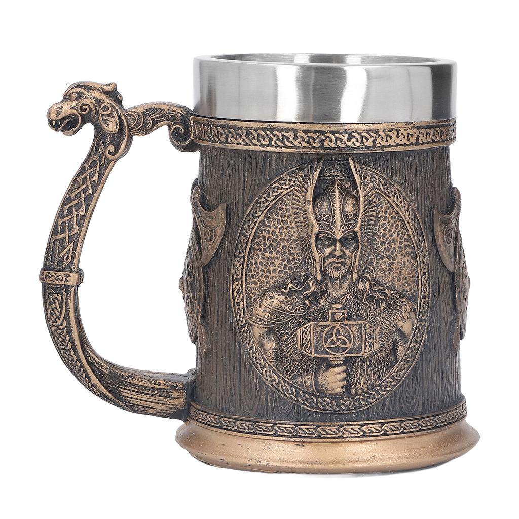 Nerezový hrnek Inovativní Pirátský Retro Velkokapacitní Pivní hrnek na Pivo Kávu Nápoj Bronzový