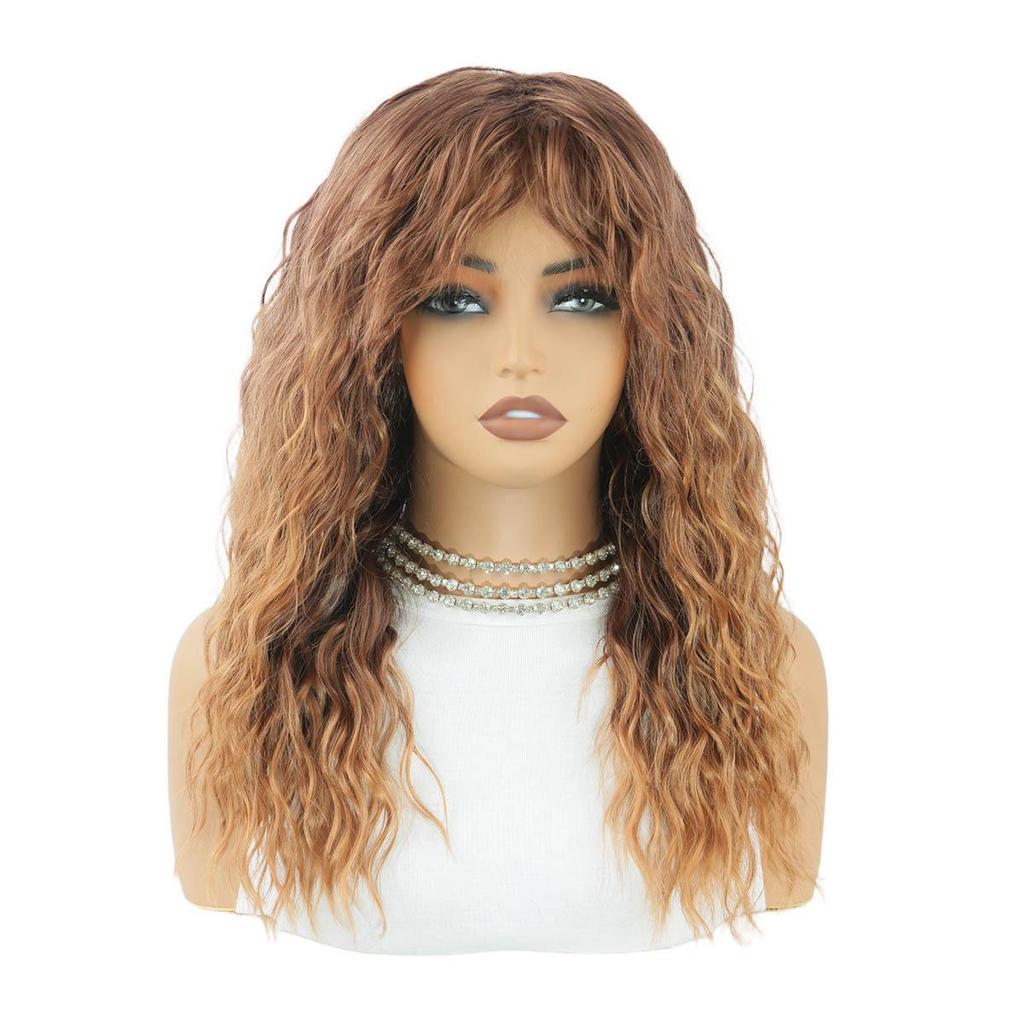 Cross-Border Curly Wave Wig for Women - Black Small Curls Synthetic Fiber Headpiece