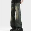 Men's Vintage Washed Wide Leg Jeans Distressed Loose Fit Denim Pants