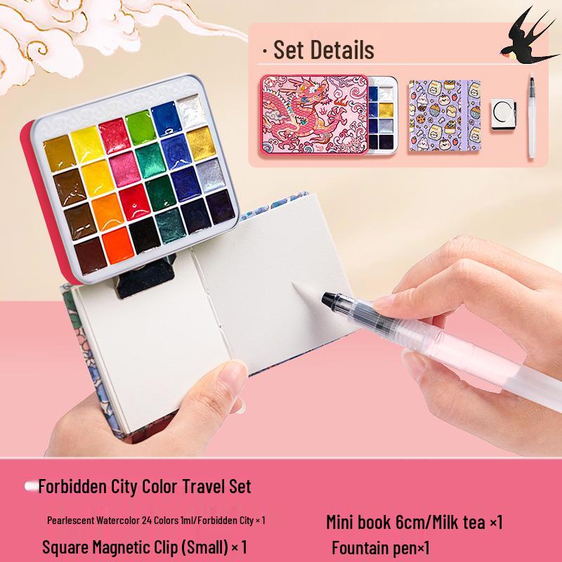 Feile Bird 60-Farben Dunhuang schillernde perlmuttfarbene Aquarell-Geschenkbox für chinesische & Thangka Goldlinienmalerei